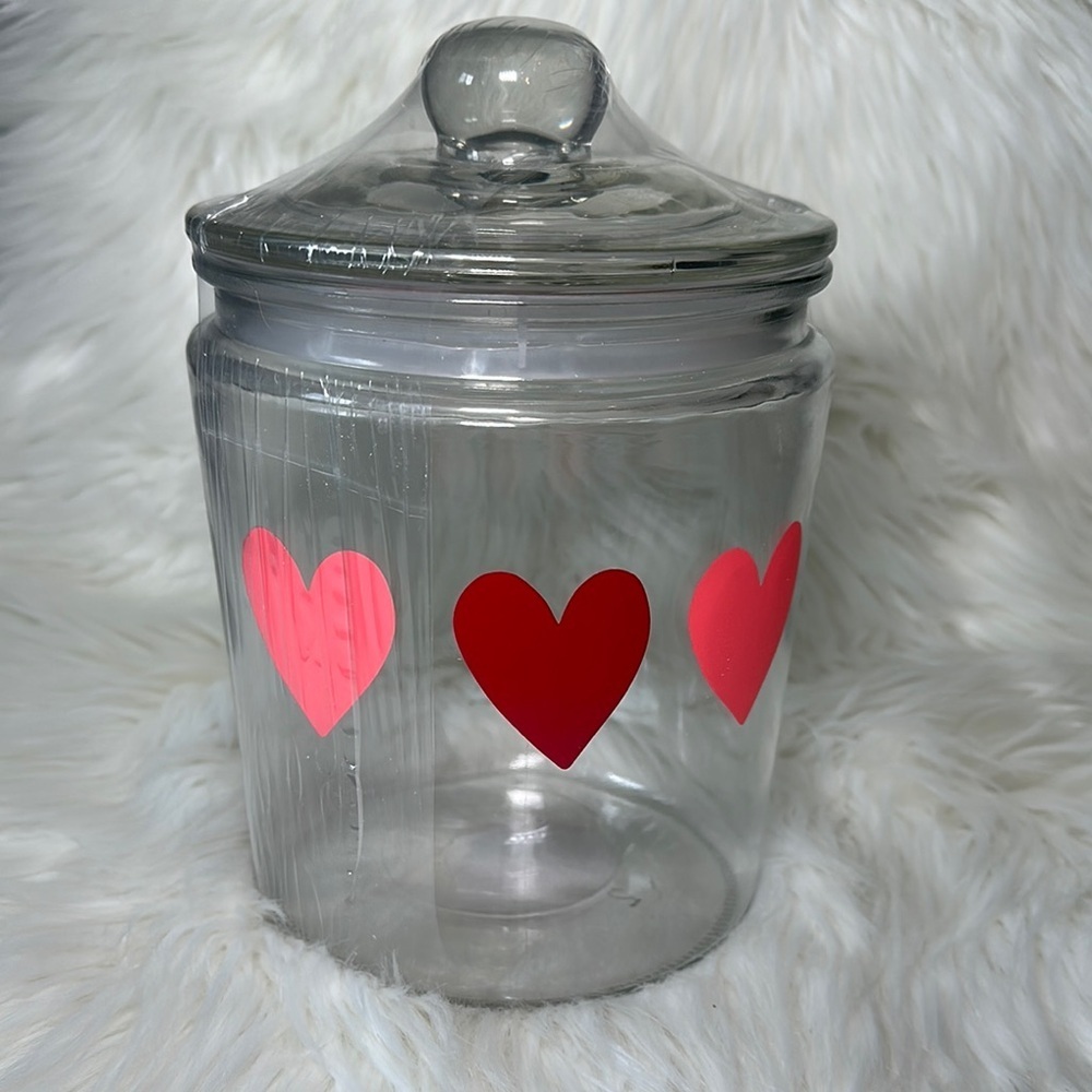 Target Glass Jar with Red and Pink Hearts